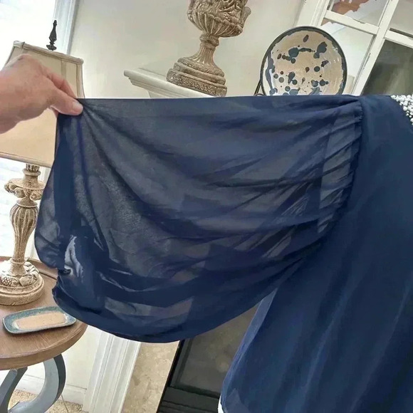 NWT Vince Camuto Navy Embellished Blouse - Picture 2 of 9